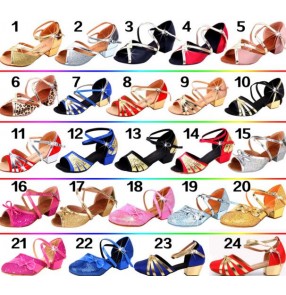 Whole sale kids children baby toddlers competition latin salsa  soft leather sole practice gymnastics ballroom dance shoes sandals